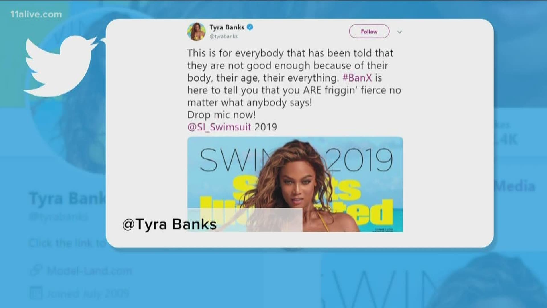 Tyra said this is for everyone that has been told that they are not good enough because of their body.