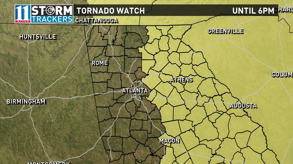 Tornado Watch remains in effect for eastern half of metro Atlanta ...