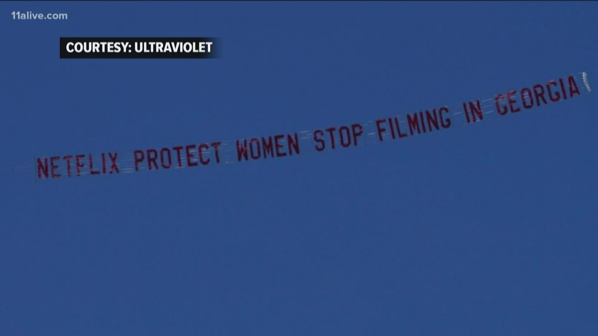A company flew the banner over Netflix headquarters in California on Friday.