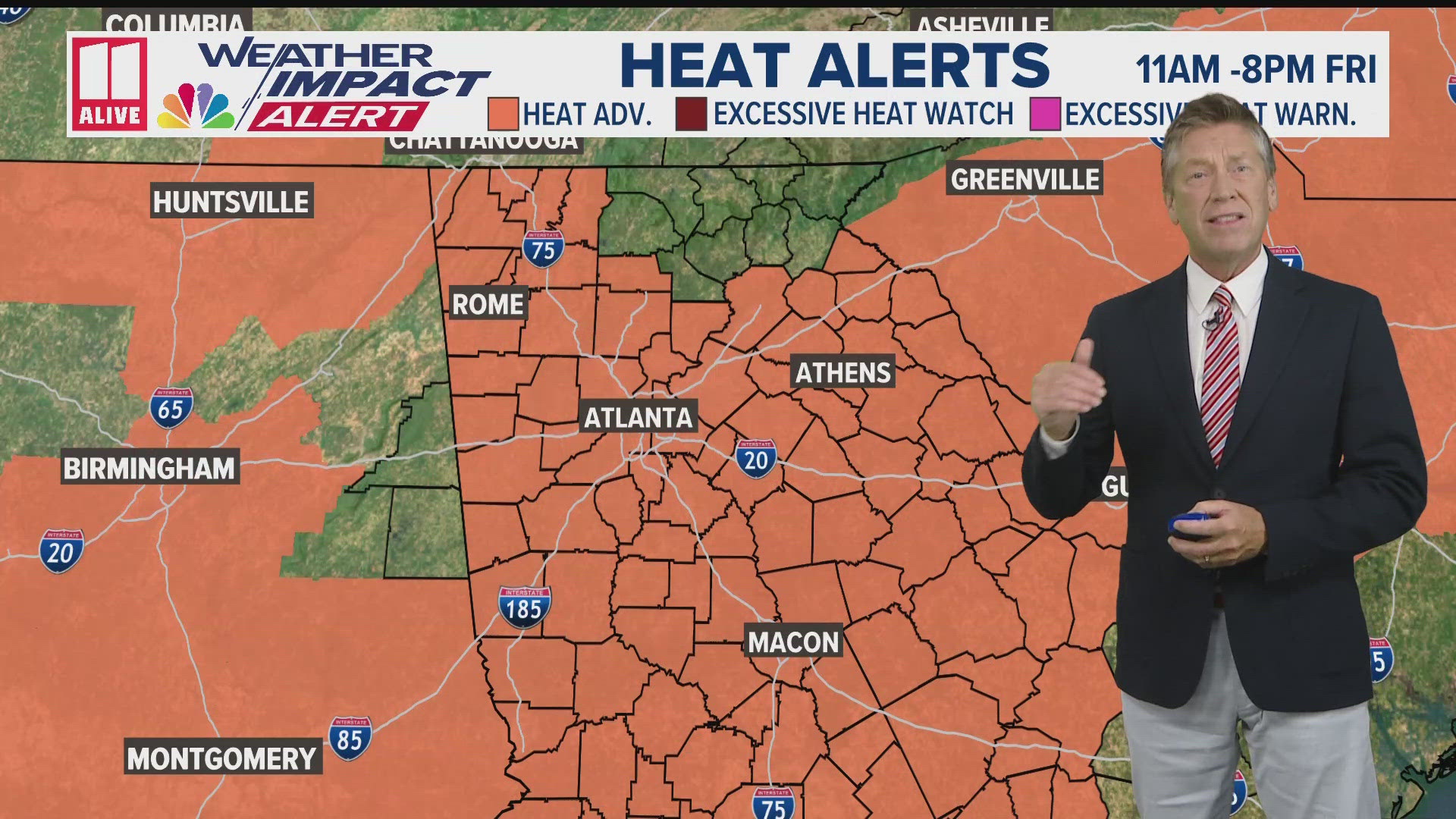 Dangerous heat index values in the afternoon