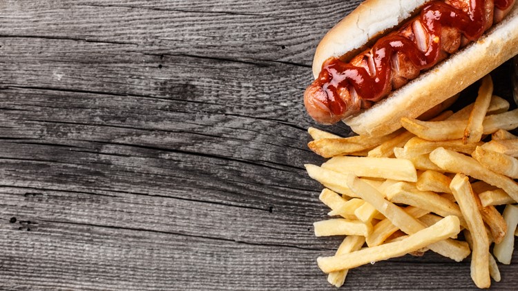Barbecue Grilled Hot Dog With French Fries Barbecue Grilled Hot Dog With French Fries