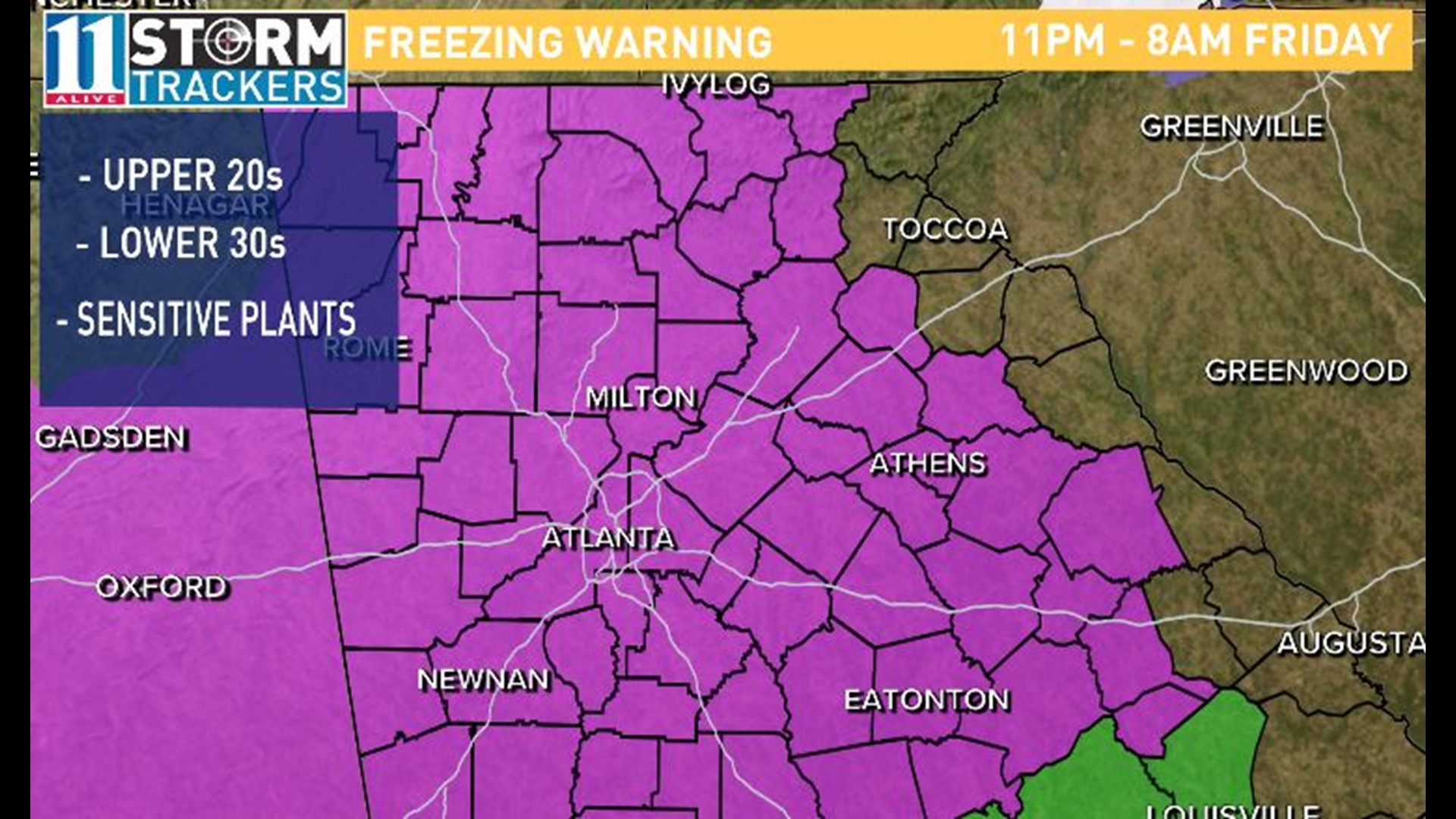 Freeze warnings issued for cold night ahead | 11alive.com