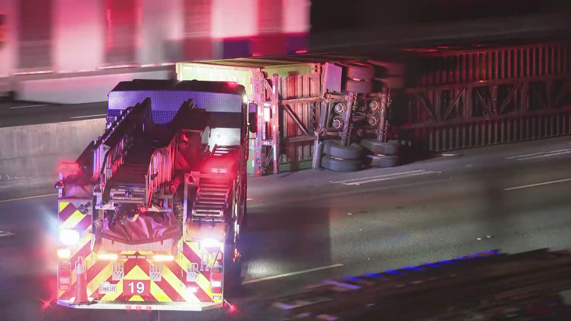 Traffic Alert: Lanes back open after diesel spill from overturned