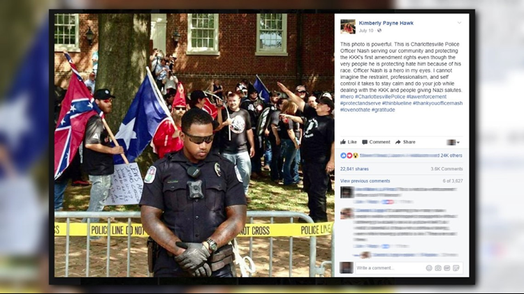 Verify Is Widely Shared Photo Of Black Charlottesville Officer From August Rally 11alive Com - police officer nash roblox