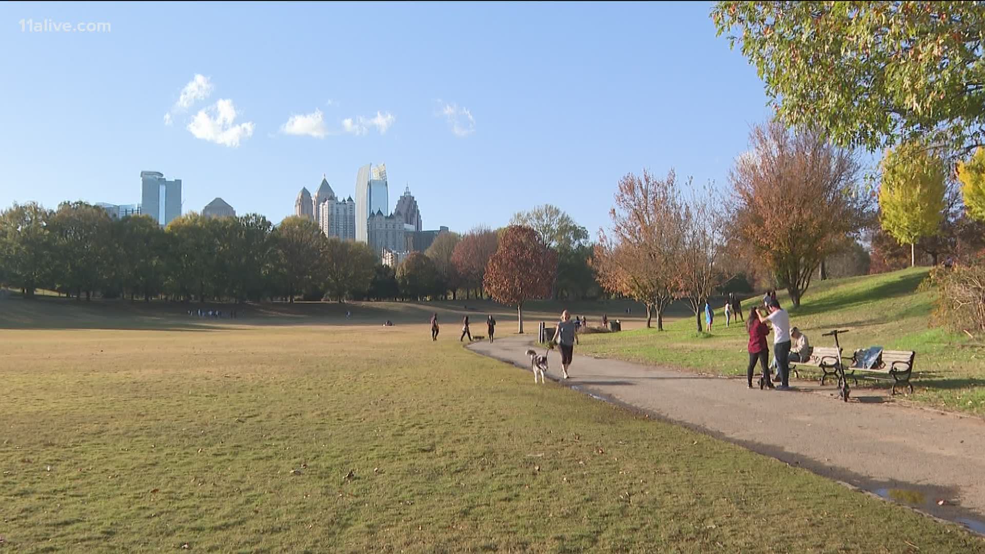 Piedmont Park in Midtown became a gathering place for several families this Thanksgiving.