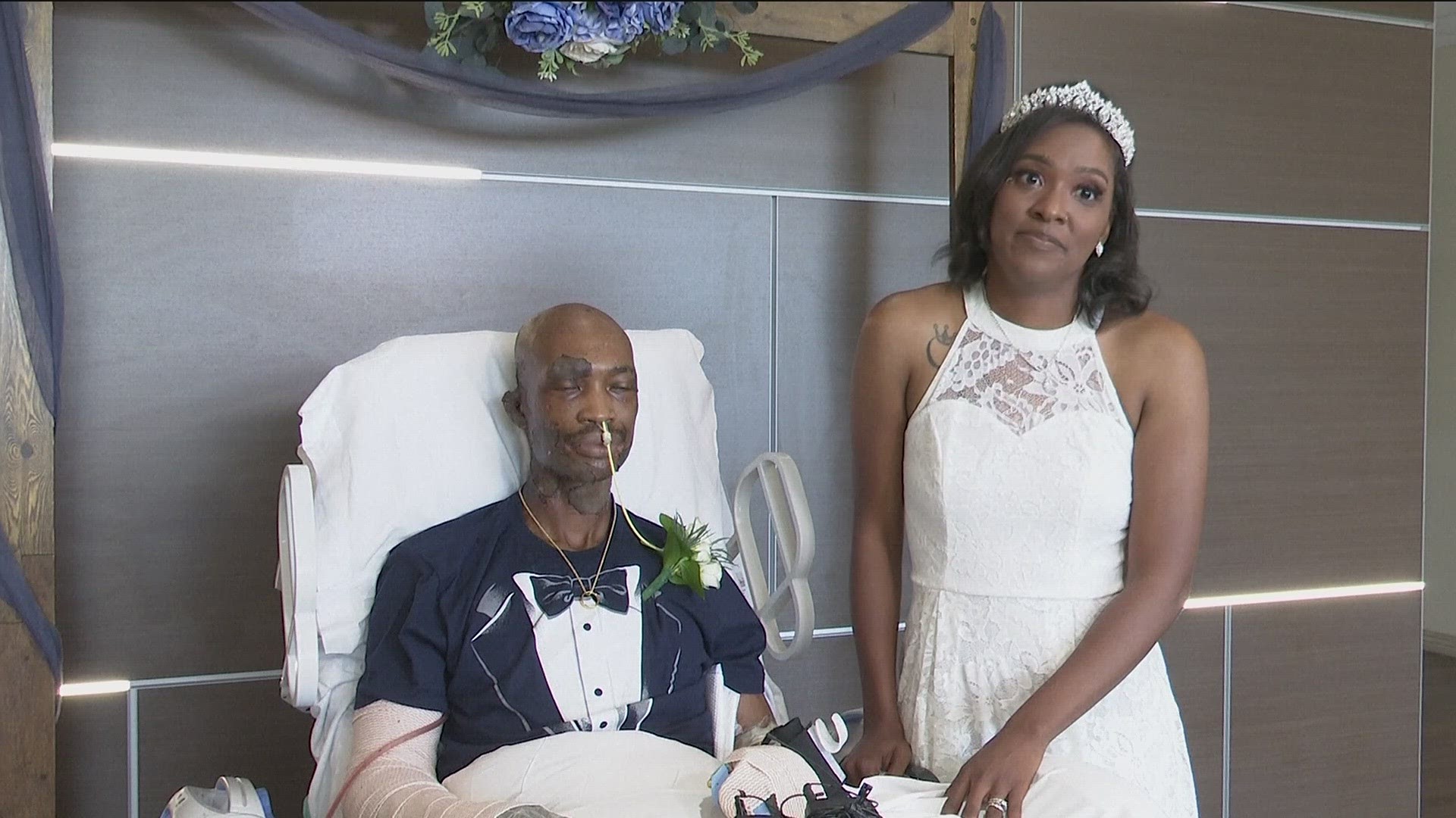 Tanesha and Preston Cobb get married in Augusta burn unit 11alive pic photo