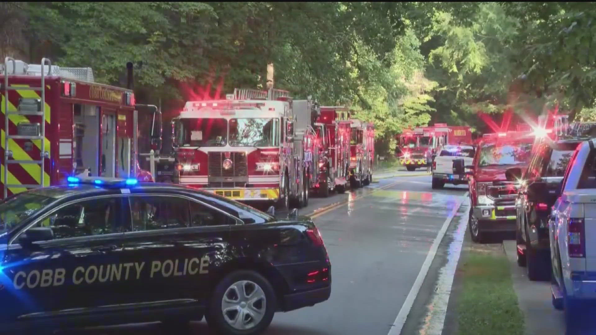 Two people are in the hospital following a house fire in Cobb County, authorities said.