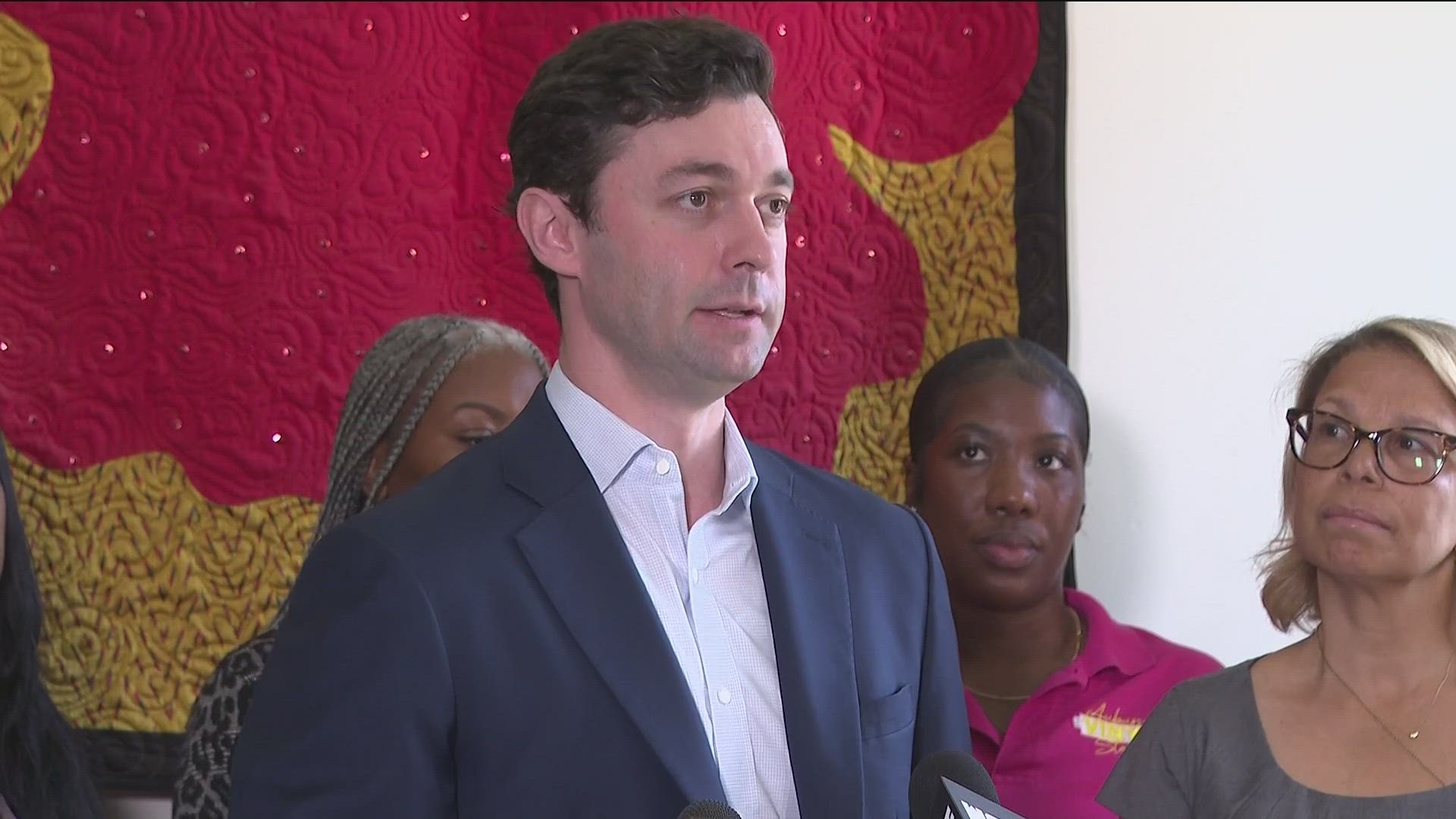 Sen. Jon Ossoff spent time Monday in Atlanta's Sweet Auburn neighborhood, where he answered questions about last week's mass shooting in Midtown.