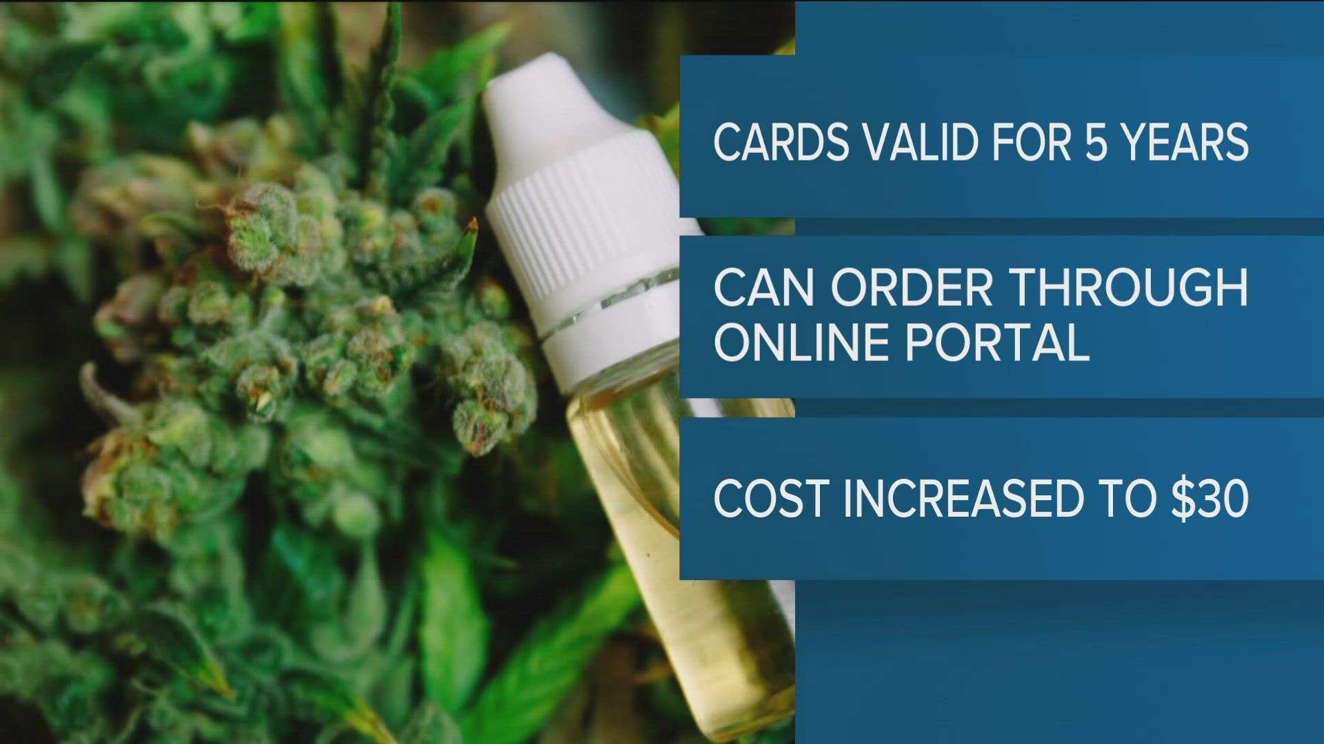 The Department of Public Health says the cards will now be valid for five years instead of two.