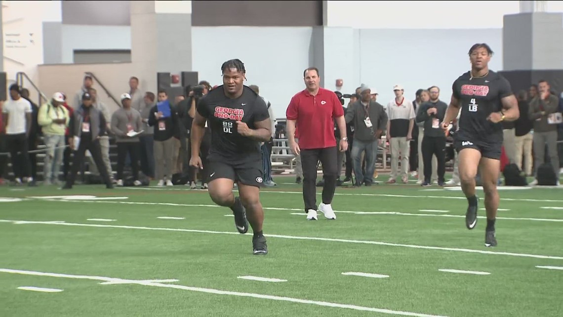 UGA Pro Day 1st look at Jalen Carter in onfield drills
