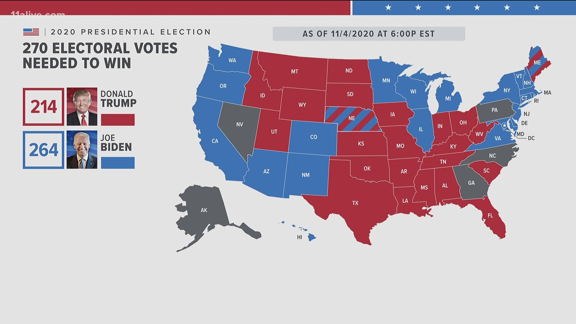 Presidential race  Electoral votes map  11alive.com