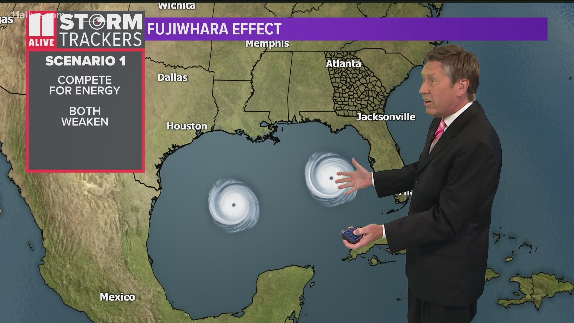 11Alive StormTracker Chief Meteorologist Chris Holcomb explains what could happen with two storms possible in the Gulf of Mexico at the same time.