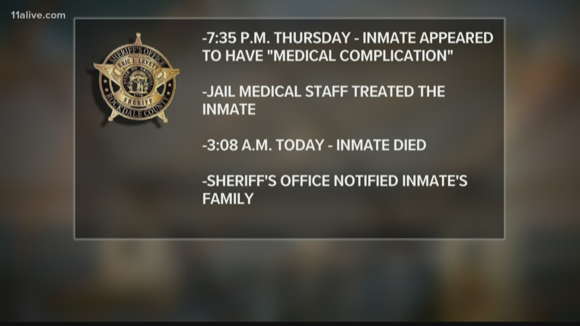 Rockdale County Sheriff Says Inmate Has Died At Rockdale Co Jail