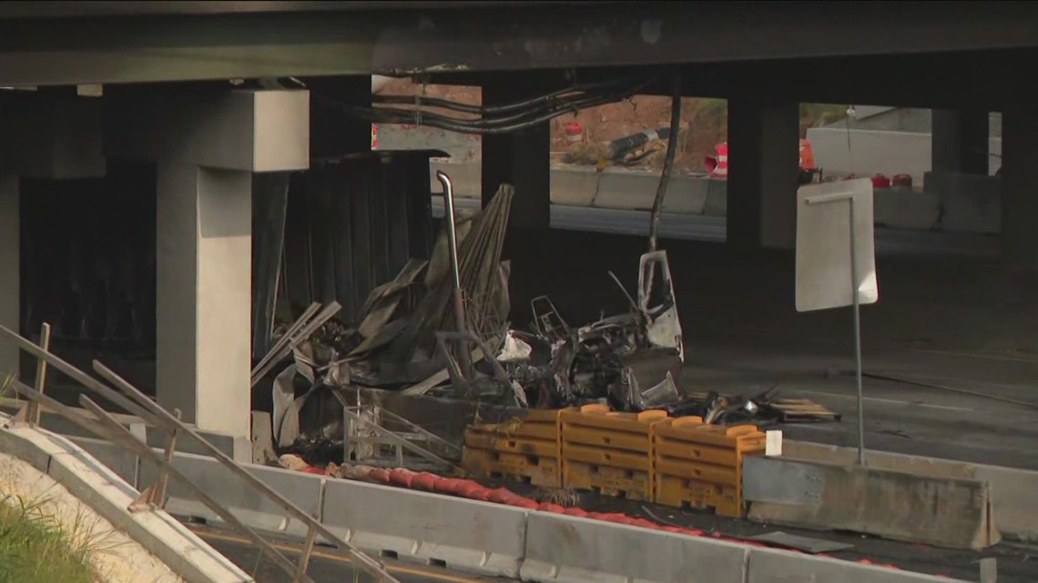 Fiery crash involving semi-truck, 4 other cars closes all lanes on I ...