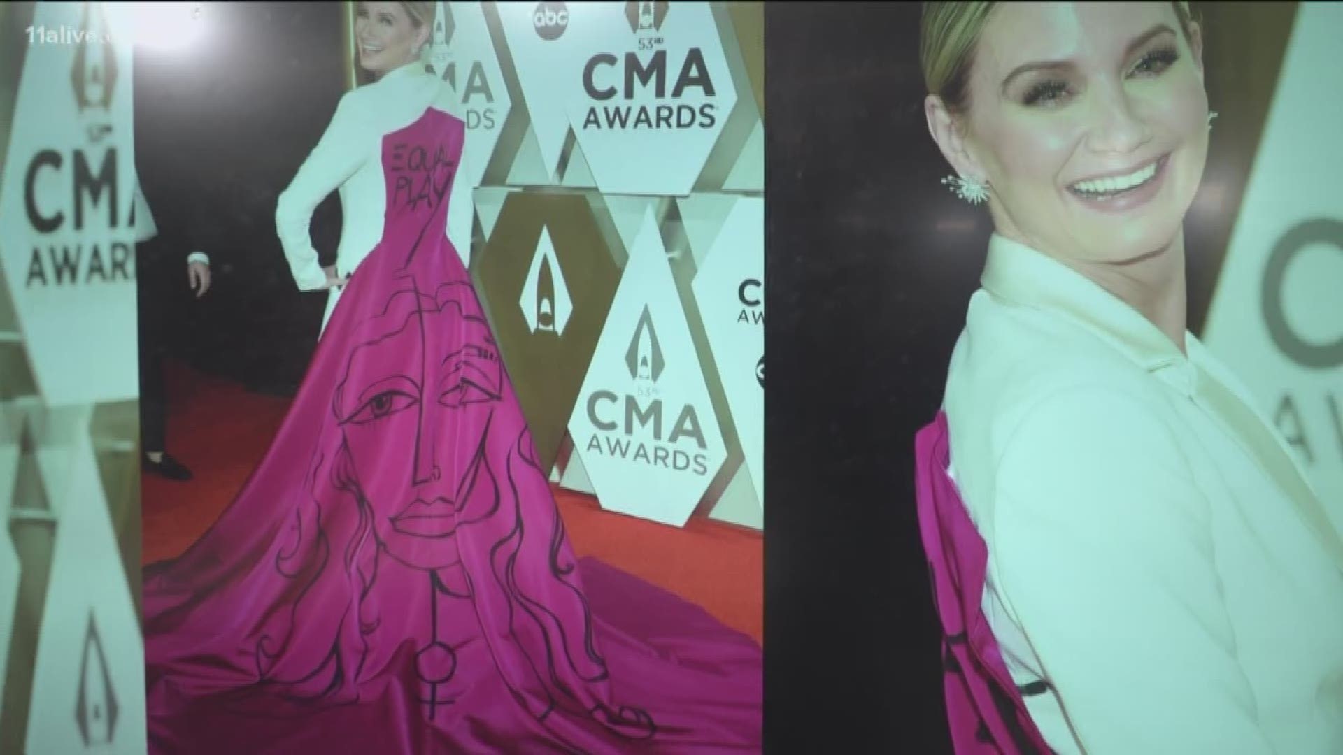 The Sugarland singer had a lot to say with an emblazoned cape. Her message...equal playtime for women on the radio.