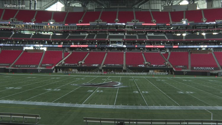 The Atlanta Falcons' Mercedes-Benz Stadium, now finished, in 27