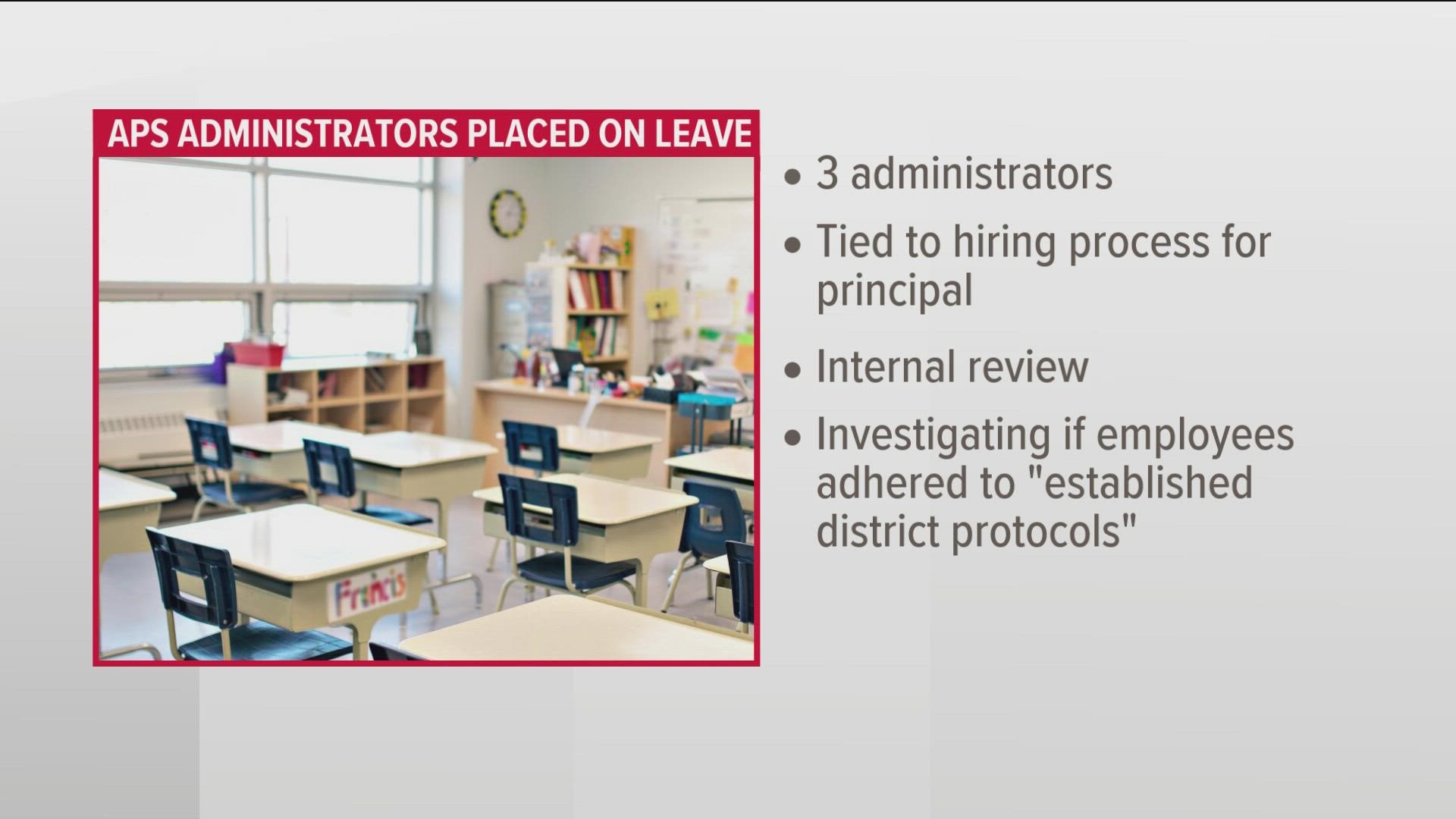 They are being investigated to see if they adhered to "established district protocols."