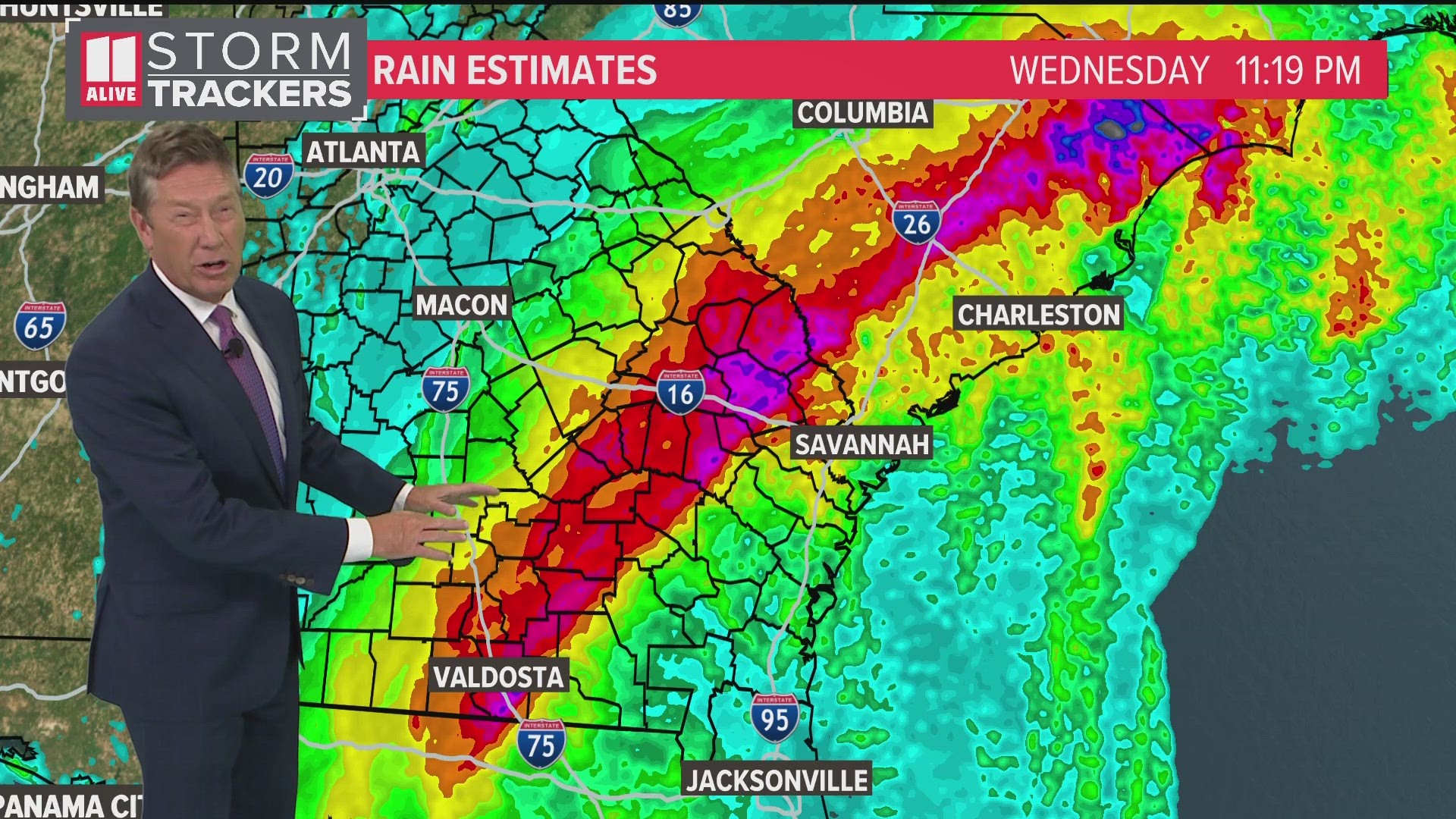 The storm is almost entirely out of Georgia heading into Thursday morning.