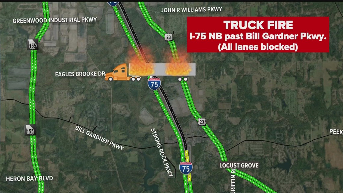 Truck fire shuts down all lanes of I-75 NB in Henry County | 11alive.com