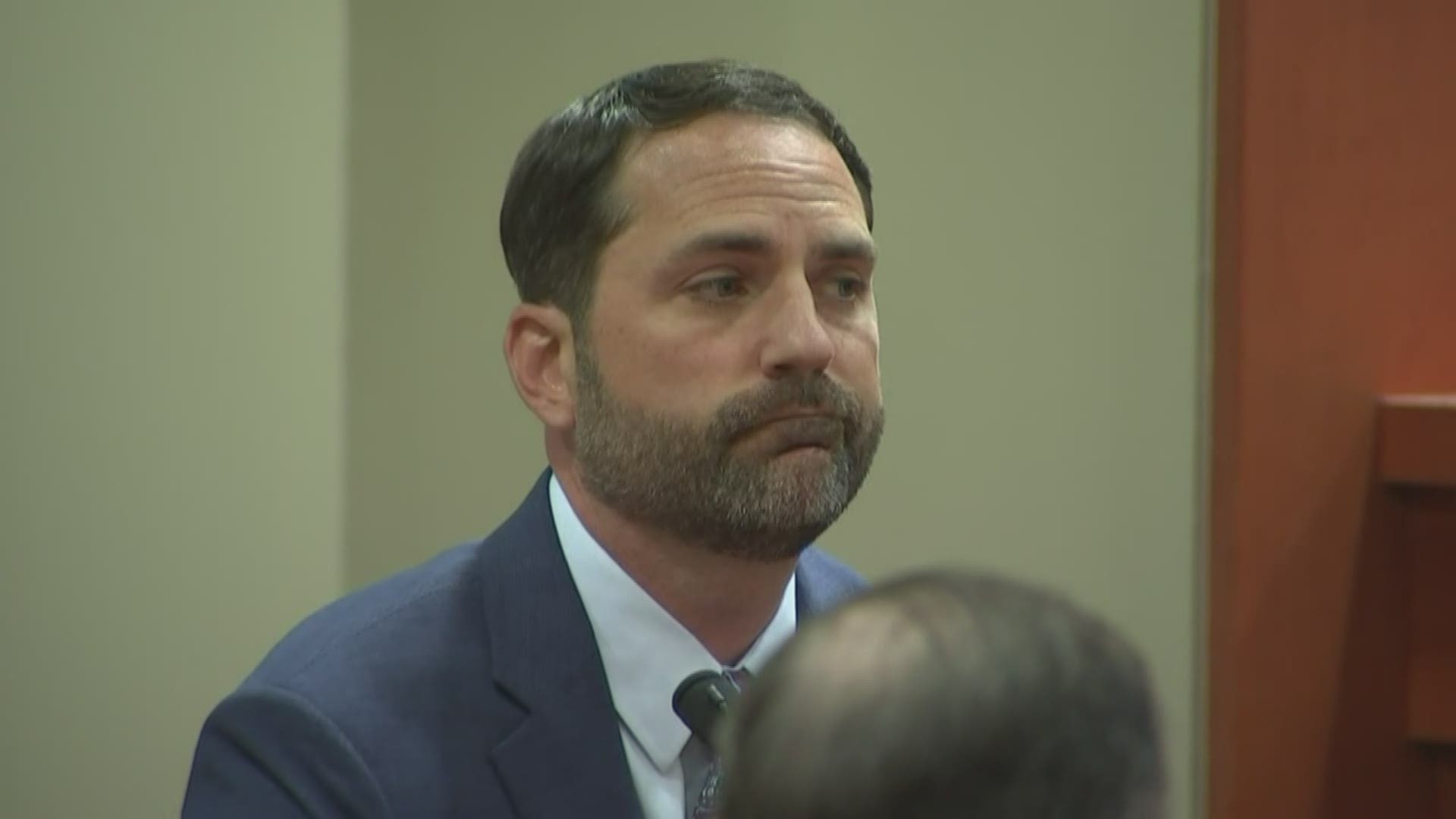 Nicholas Robichaux gave the statement prior to Friday's sentencing of Robert Olsen, the officer who shot and killed Anthony Hill, an unarmed veteran.