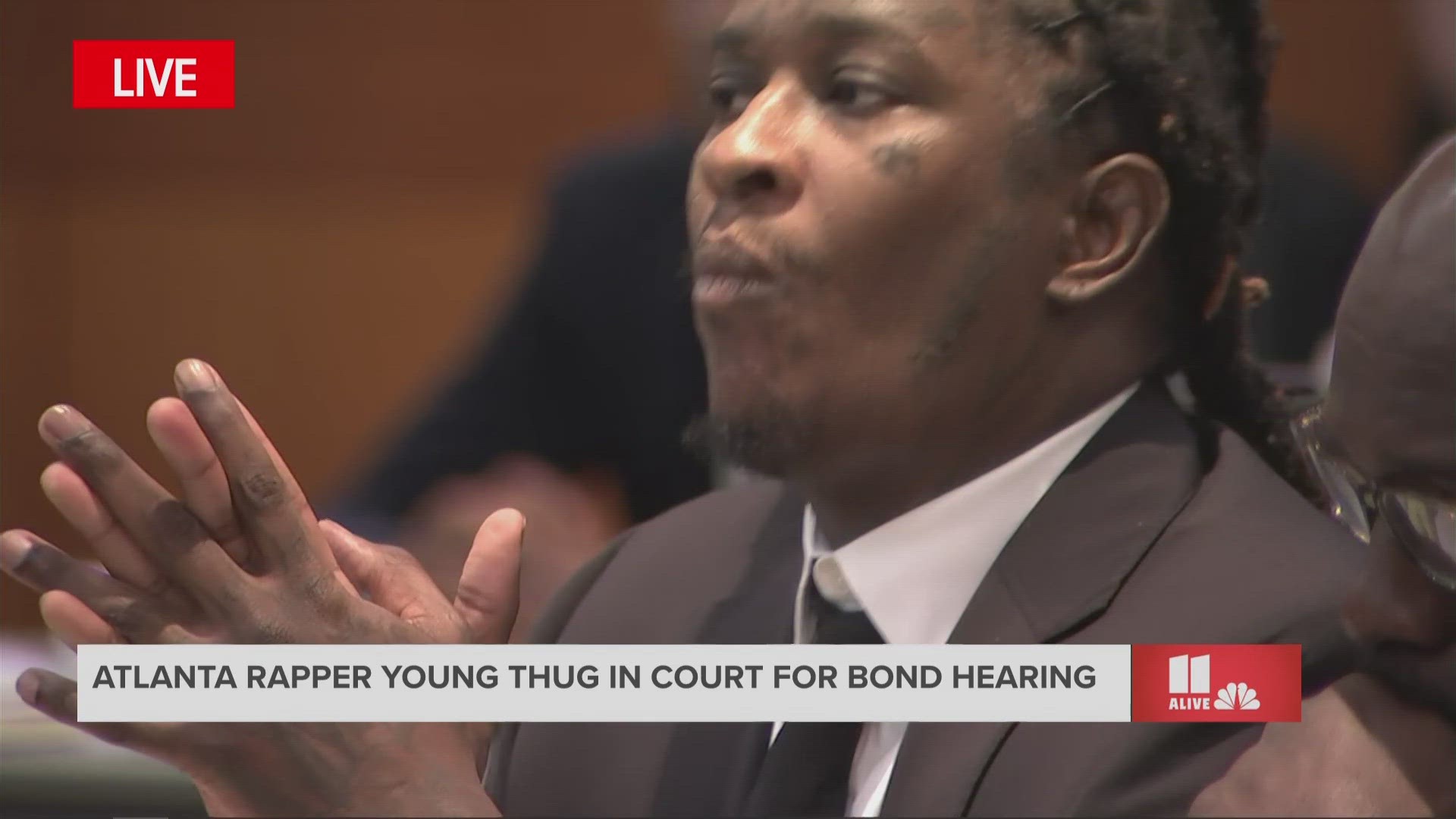 Rapper Young Thug was back up for bond on Friday, after more than a year in jail waiting for the YSL RICO trial to begin.