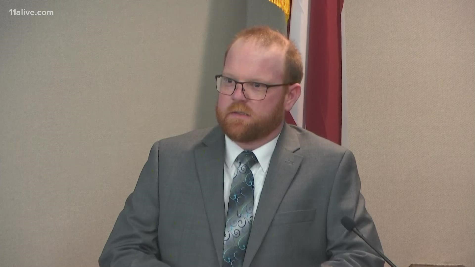 Travis McMichael takes the stand to testify in the death of Ahmaud Arbery murder trial. He said that he wanted to give his side of the story on Nov. 17, 2021.