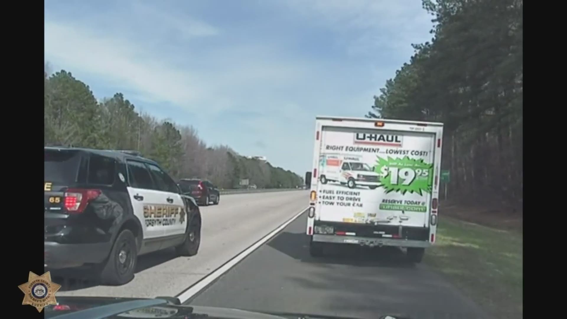 Deputies with the Forsyth County Sheriff's Office arrest a man following a high speed chase in a U-Haul truck.