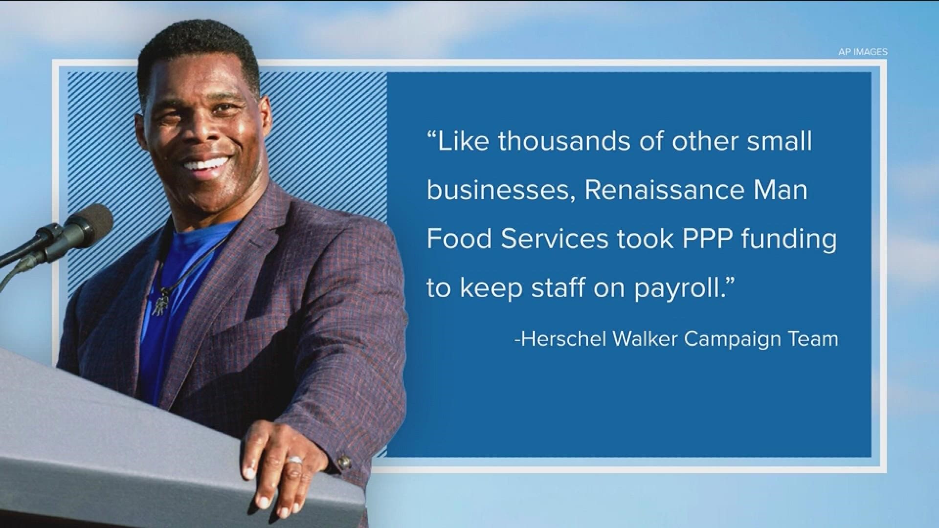 U.S. Senate candidate Herschel Walker had business interests that took government bailout money during the early stages of the pandemic, records show.