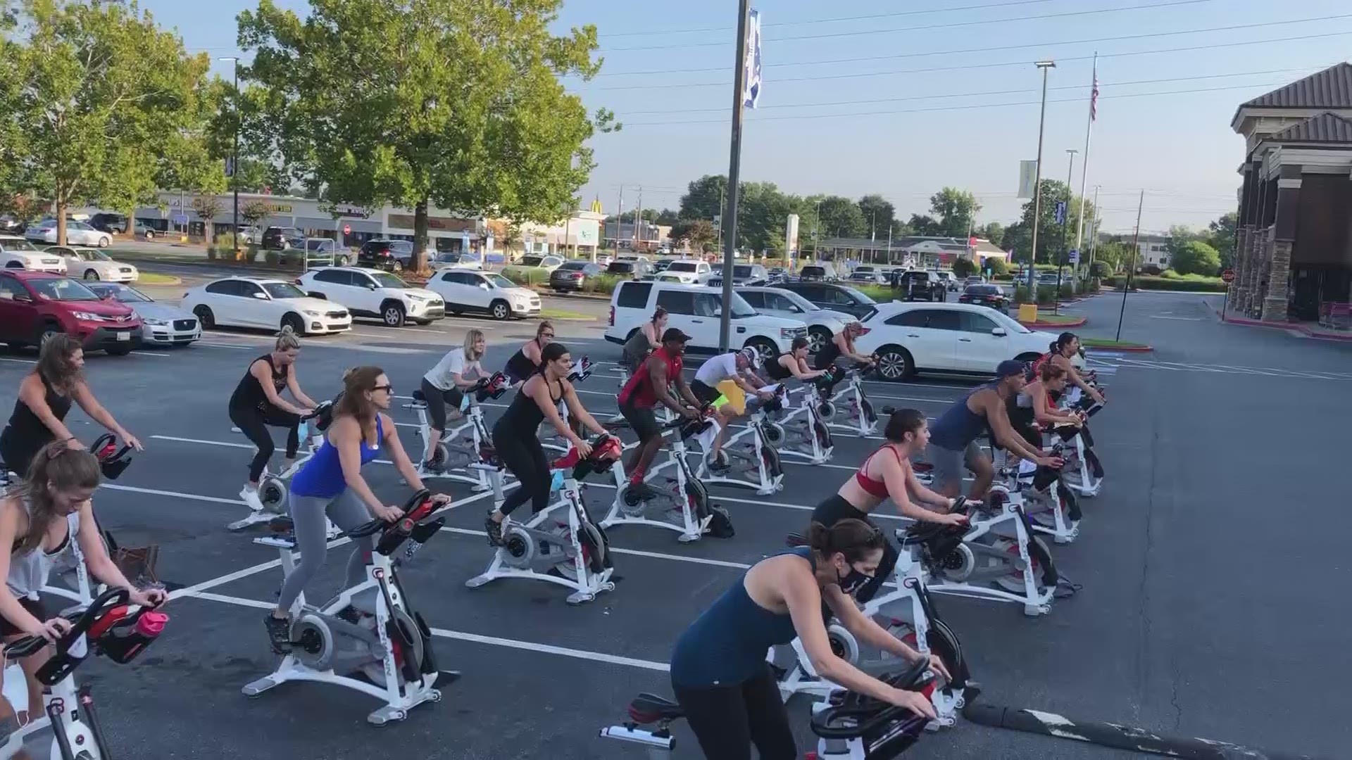 East Cobb fitness studio begins holding outdoor spin classes for its members