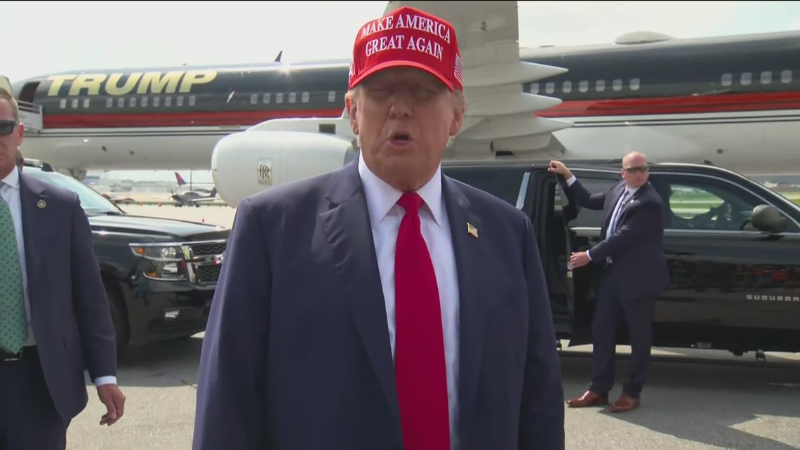 Former President Donald Trump arrives in Atlanta for fundraiser event ...