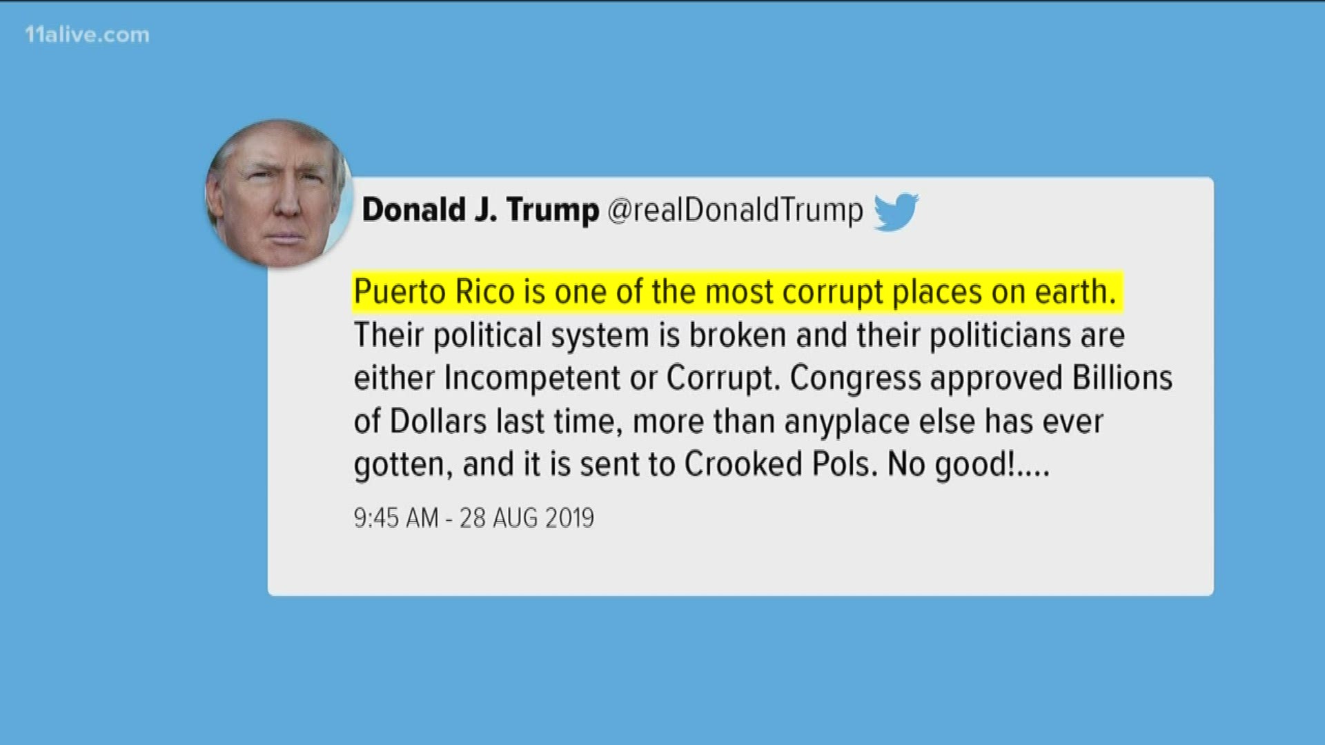 President Donald Trump created a hurricane of his own on Twitter after he slammed Puerto Rico as Hurricane Dorian threatened the island.
