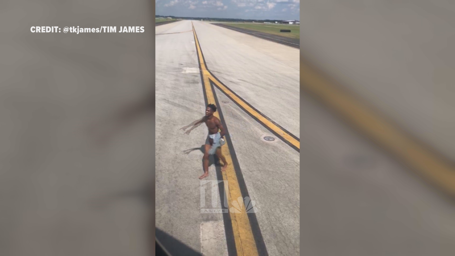 Surveillance video shows moments before half-naked tarmac intruder ran ...