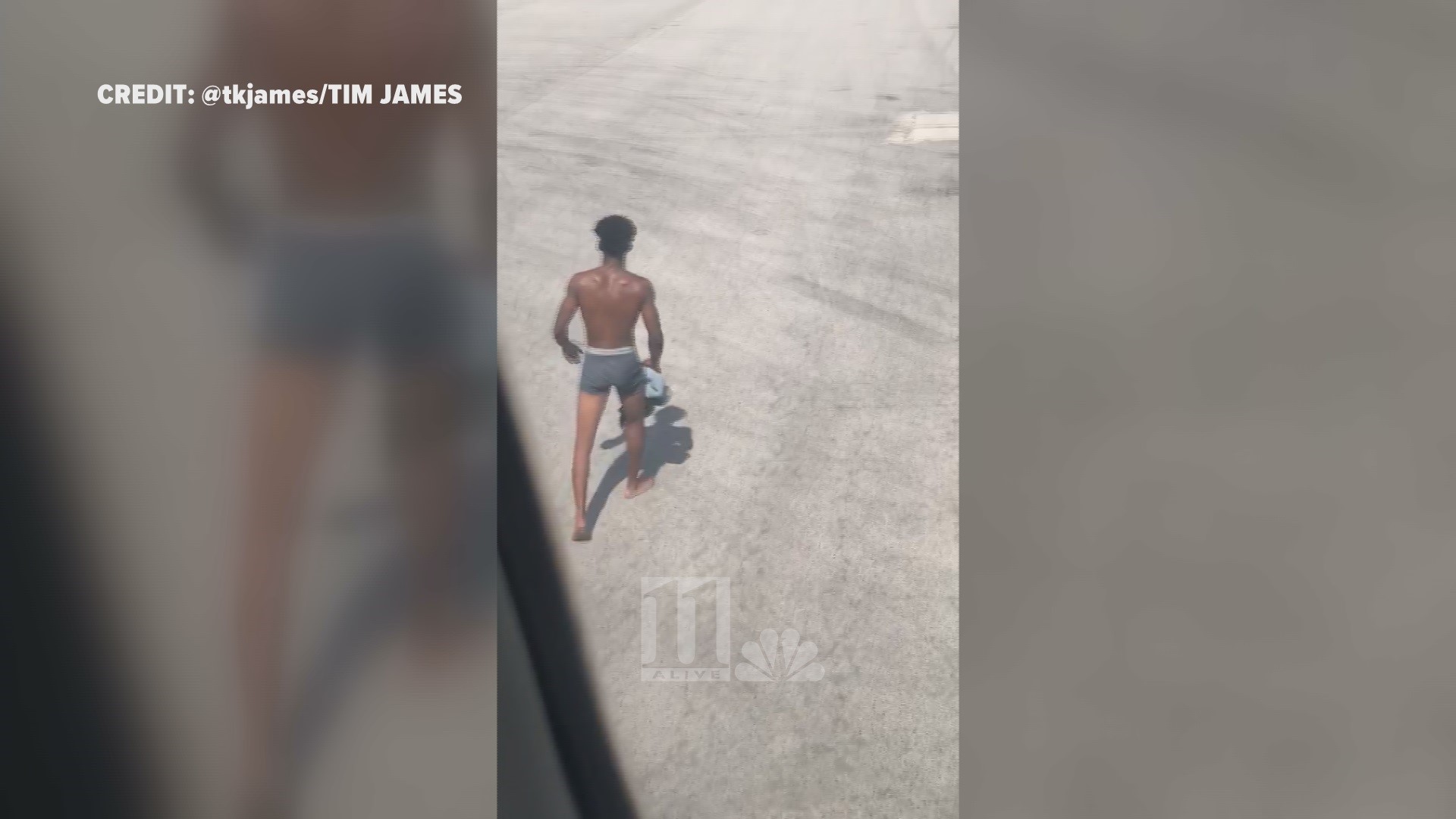 Surveillance video shows moments before half-naked tarmac intruder ran ...