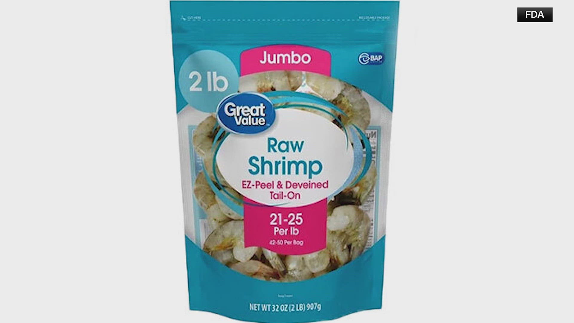 The FDA announced that Beaver Street Fisheries of Jacksonville, Florida, is voluntarily recalling a limited quantity of Great Value frozen raw shrimp. 