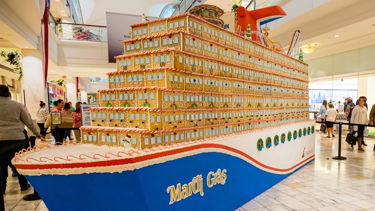 Giant gingerbread cruise ship replica at Lenox Mall