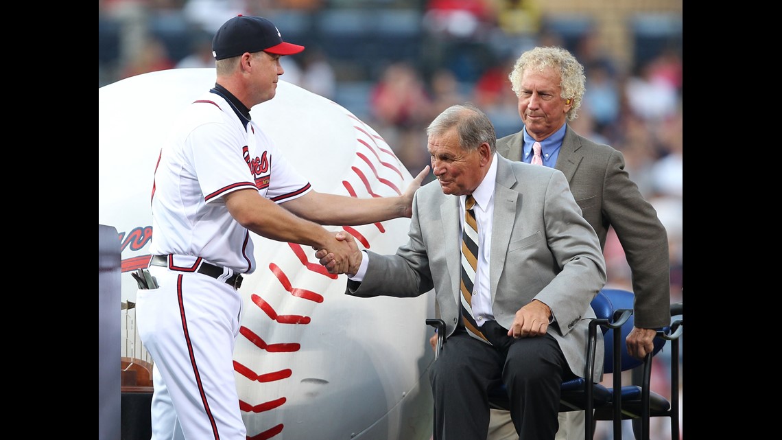 ATLANTA, GA – AUGUST 10: Newly inducted Hall of Famer Chipper