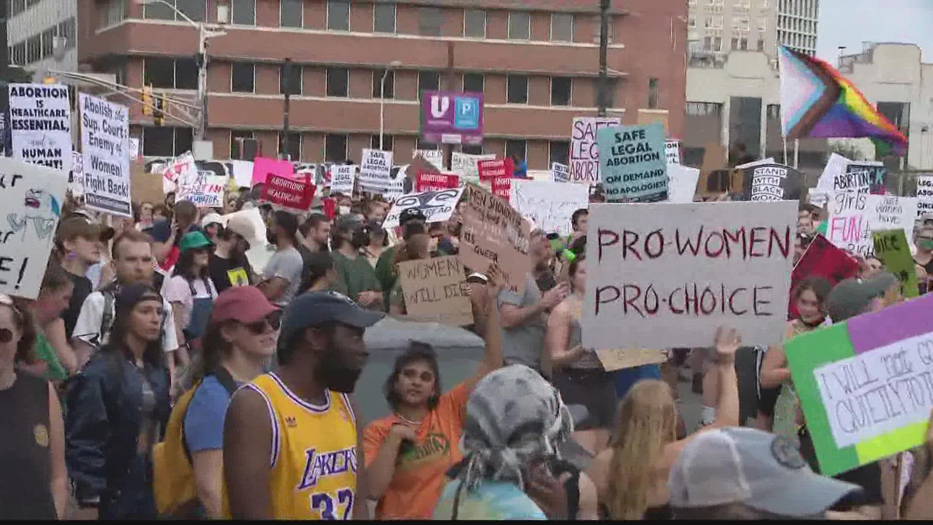 The group gathered at the State Capitol and marched through Downtown.