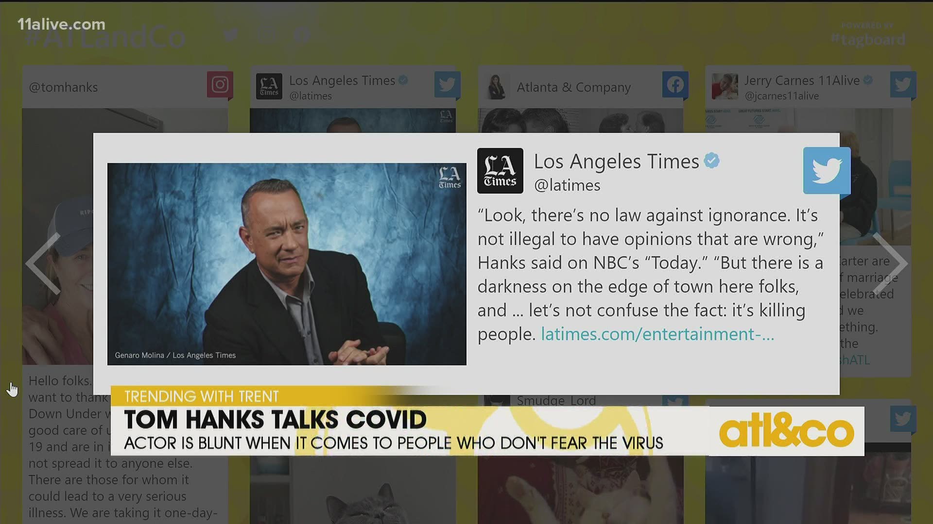 "America's Dad," Oscar-winning actor Tom Hanks gets blunt with those not wearing masks in public. See what's Trending with Trent on 'Atlanta & Company'