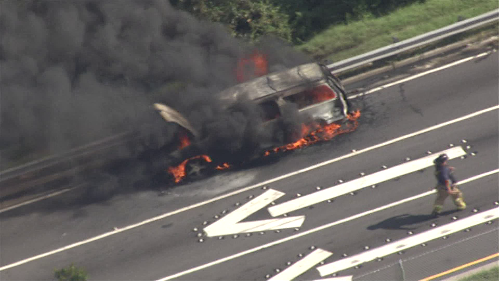 Car fire blocks lanes on I-85 North exit ramp | 11alive.com