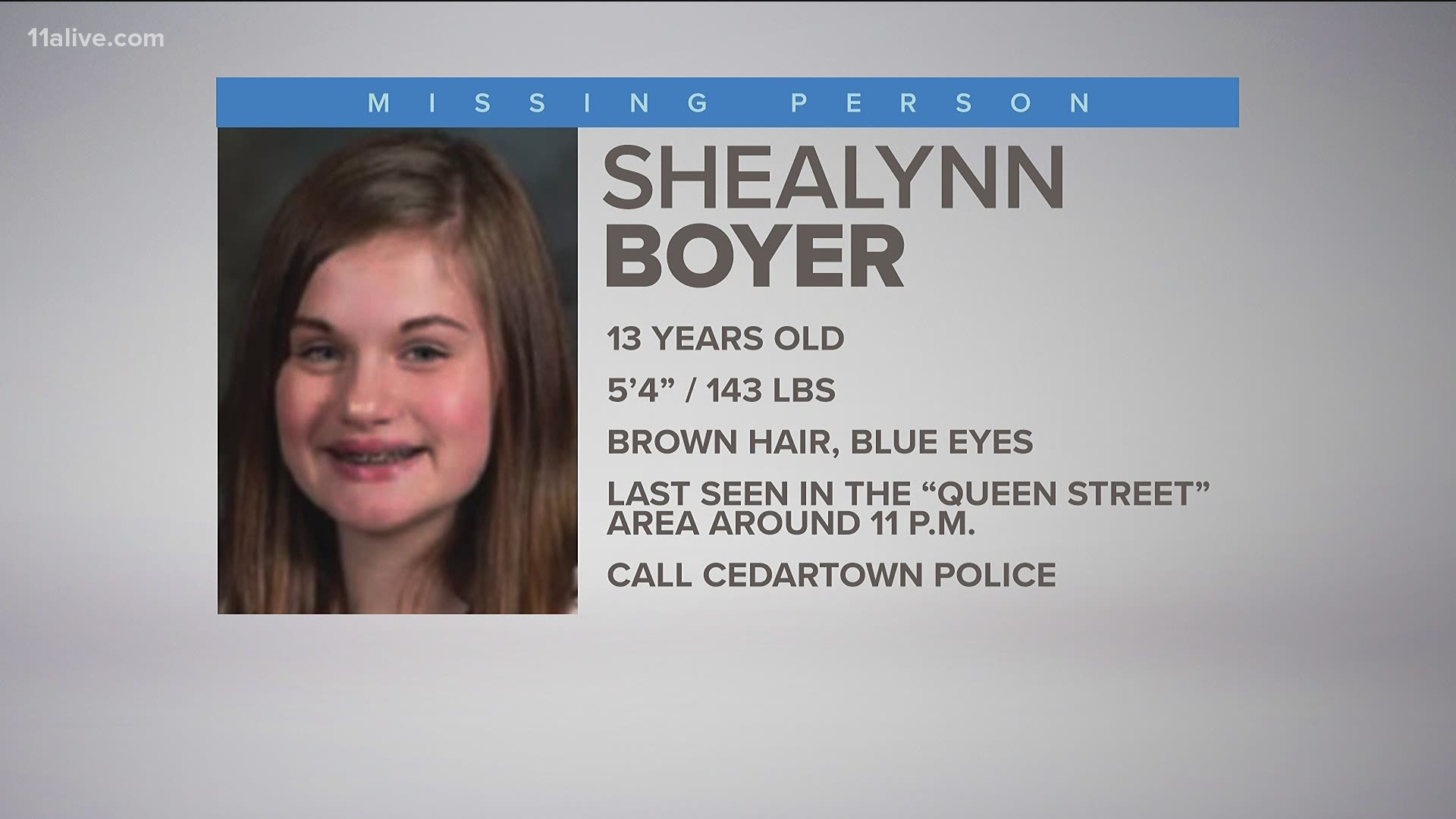 Shealynn Boyer was last seen in the Queen Street area at around 11 p.m. on Aug. 21.