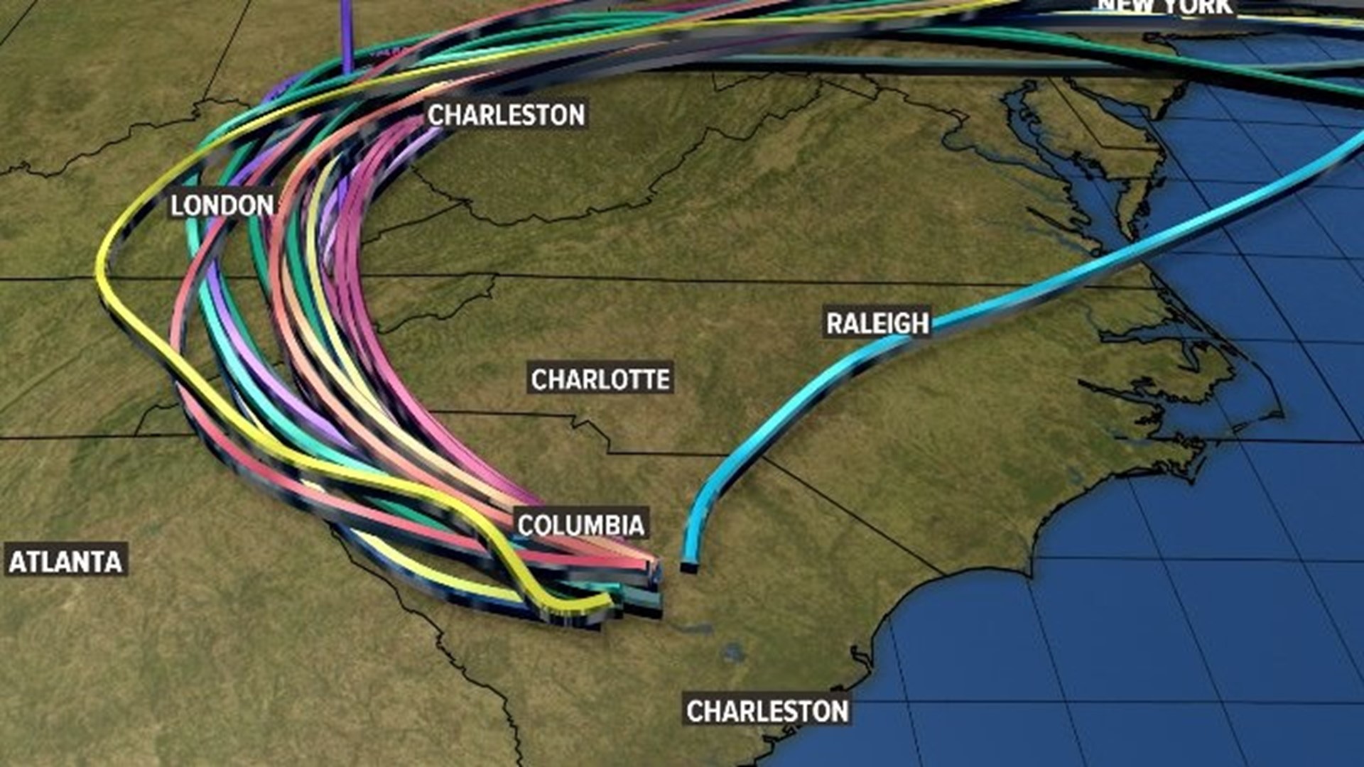 Tracking Florence Spaghetti models, forecast cone and radar