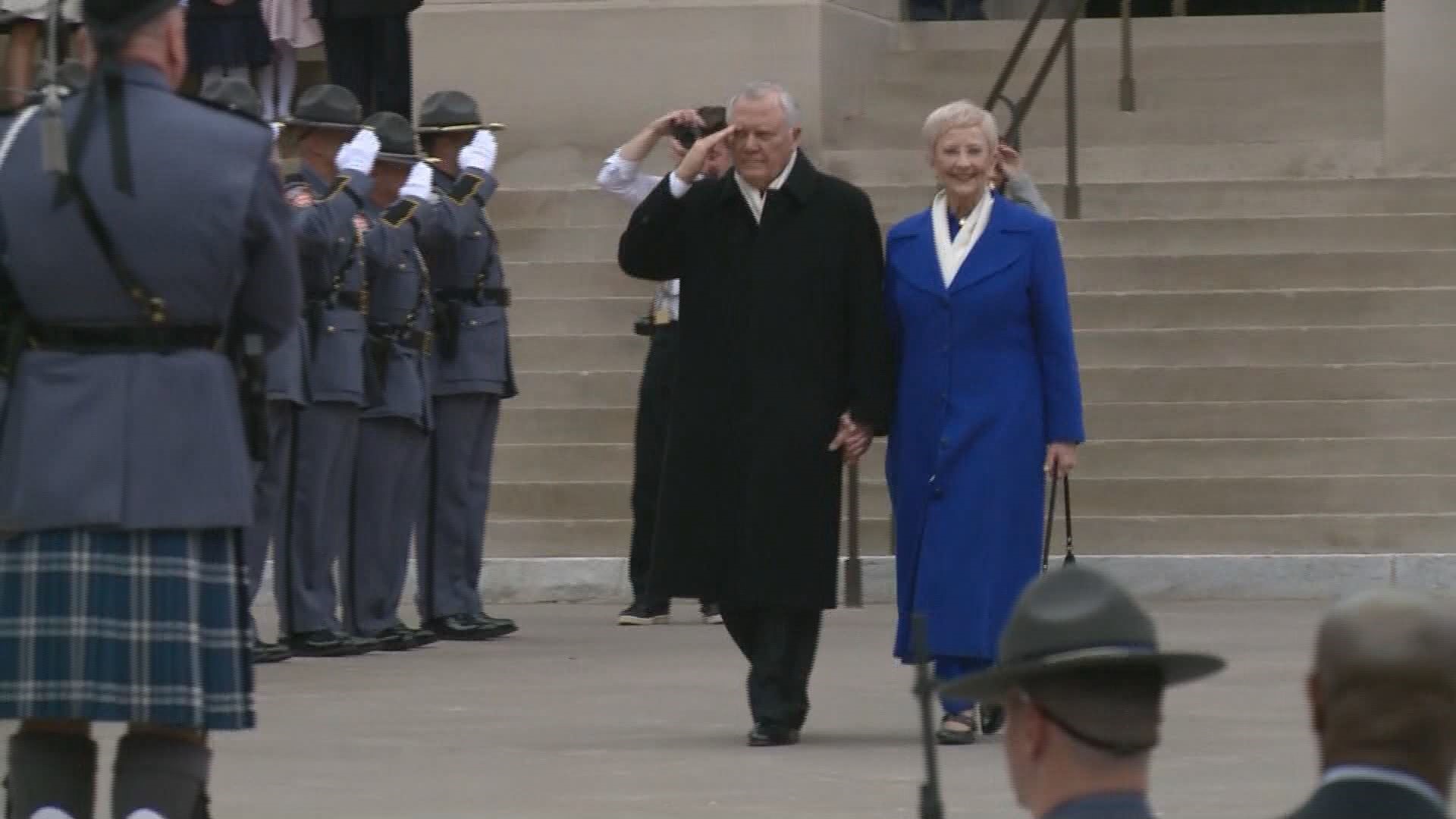 Outgoing Gov. Nathan Deal and First Lady Sandra Deal departed the State Capitol after Brian Kemp's inauguration.