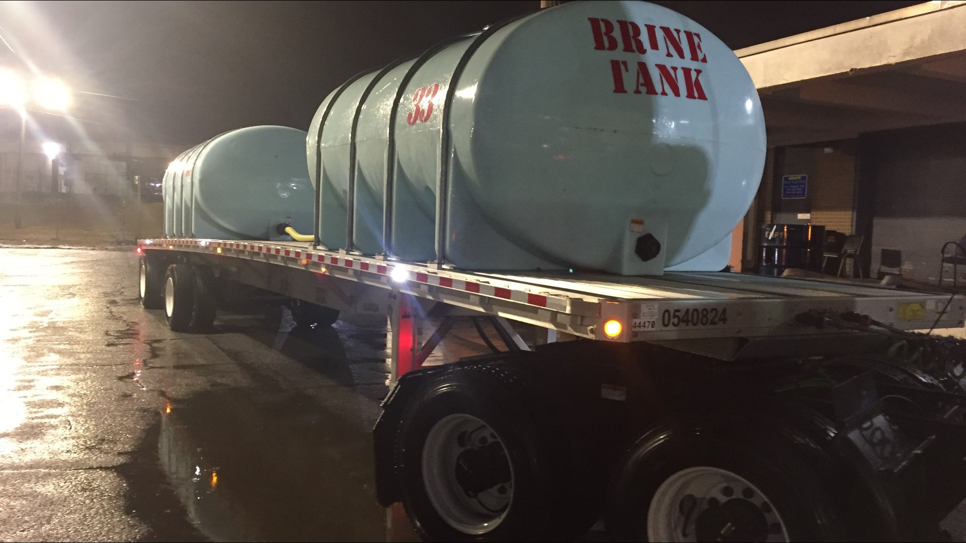Brine tanks were used to place the solution on the roads