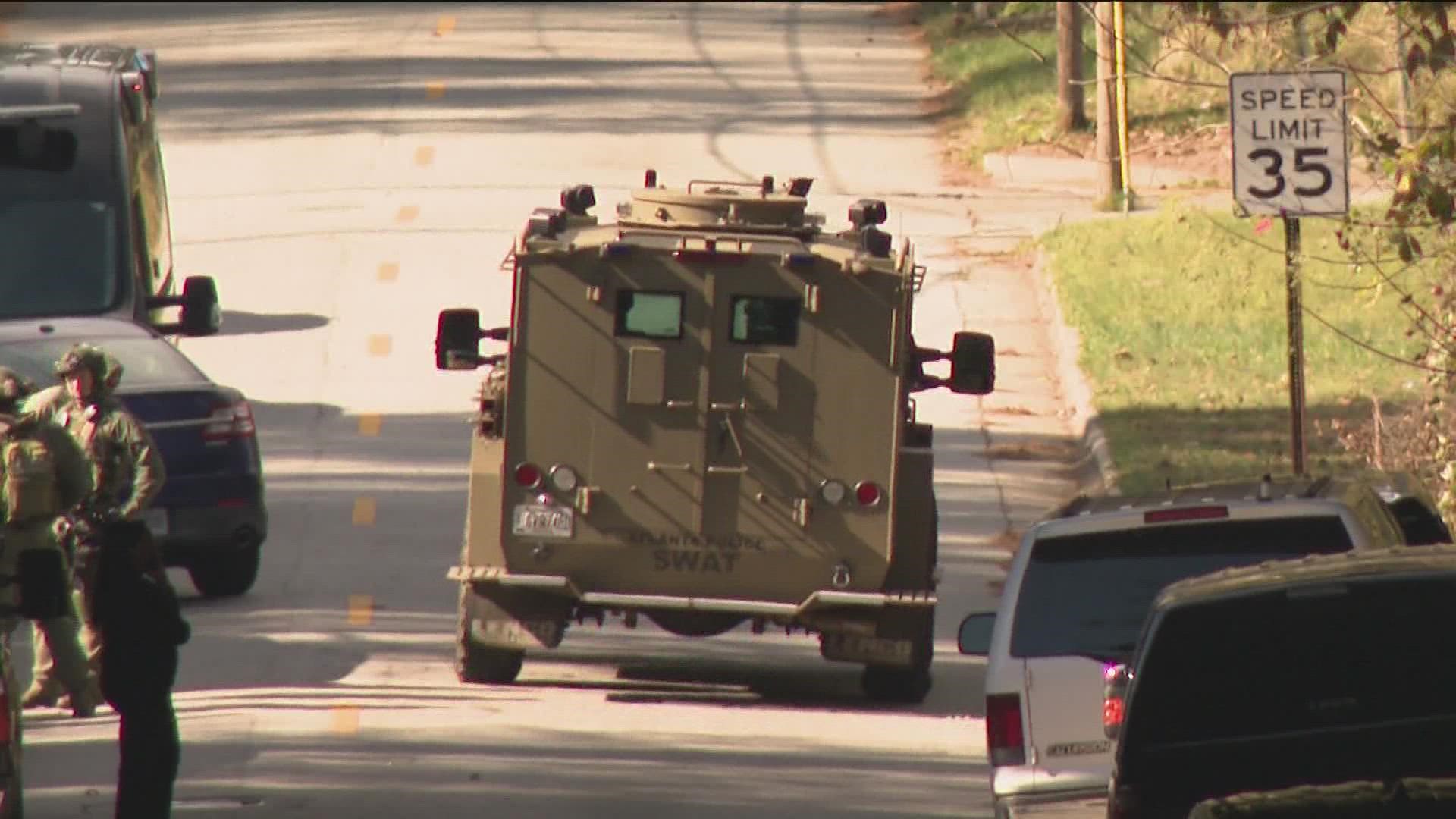 SWAT units were sent to the scene at a home off Delmar Lane in northwest Atlanta.