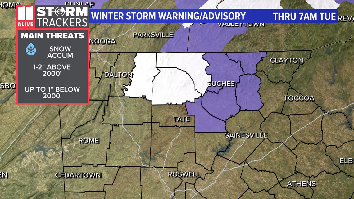 Winter Storm Warning in north February 1, 2021