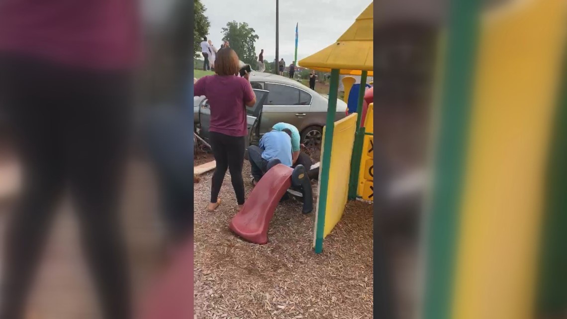 Car crashes into daycare playground, 2 kids hurt