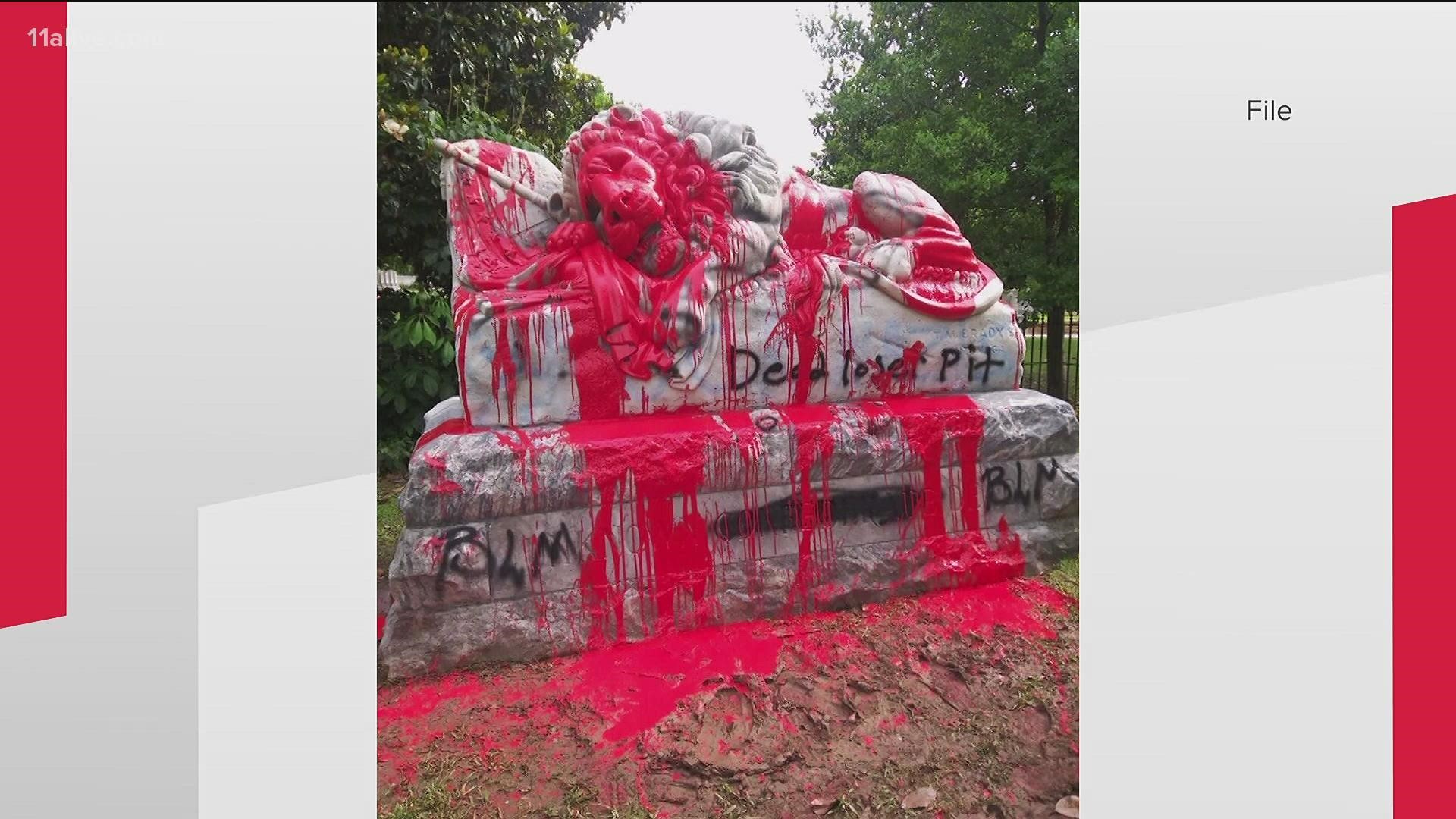 The Oakland Cemetery fixture has been repeatedly defaced.