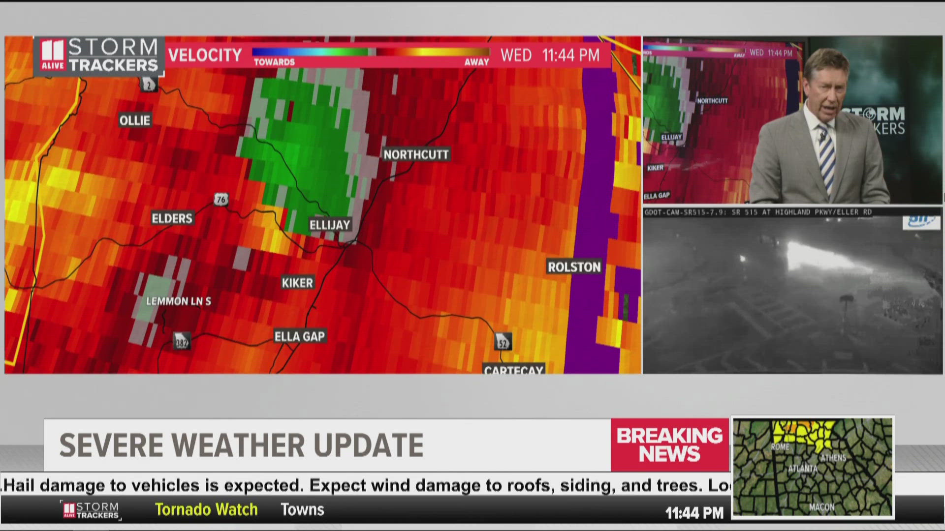 11Alive is tracking severe thunderstorms in north Georgia and metro Atlanta on Wednesday night into Thursday evening.