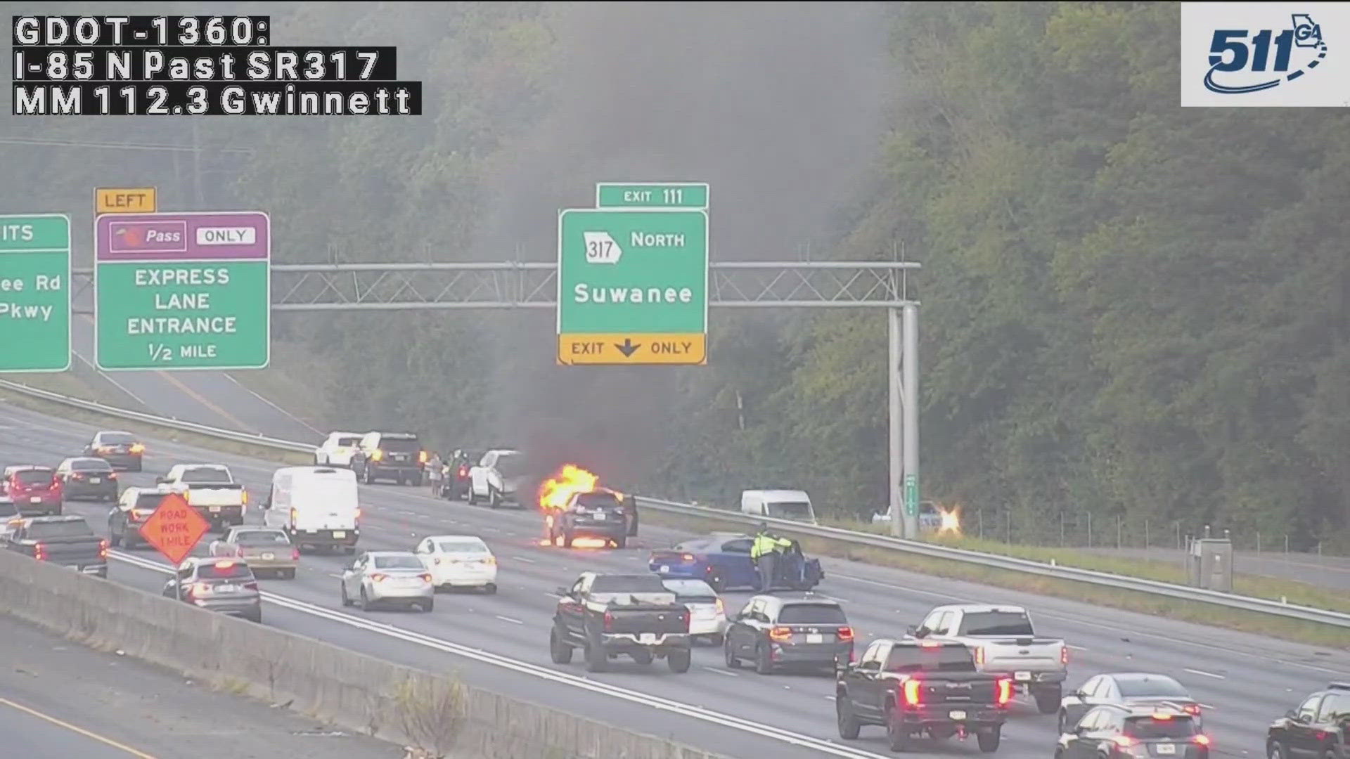 Vehicle fire causing delays on I-85 southbound in Gwinnett Co ...