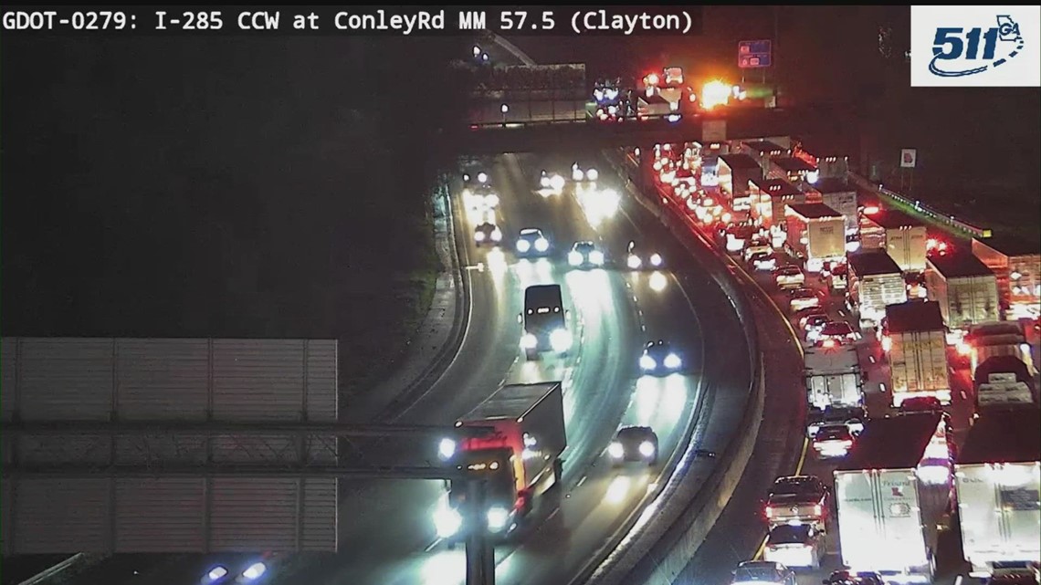 Flooding and crashes close lanes on I-285 in Clayton County | 11alive.com